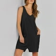 thumbnail image 6 of Hvot&aat Women's Summer Ribbed Shorts Rompers Loose Casual Sleeveless V Neck Shorts Overalls Jumpsuit with Pockets, 6 of 7