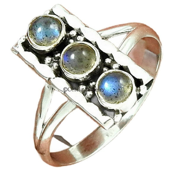 Natural Labradorite Multi Gemstone Ring, Real 925 Sterling Silver Ring, Organic Ring, Attractive Ring, Metaphysical Gifts Ring, Stackable Ring, Delicate Ring, Best Giftable Ring (labradorite, 7)