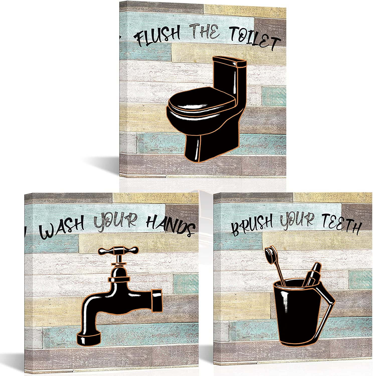 3 Piece Wall Art Bathroom Quote Picture Prints Bath Tub Toilet Sink ...