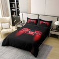 thumbnail image 3 of Erosebridal Twin Size Gamepad Comforter Cover,Modern Fashion Red Gaming Controller Printed Duvet Cover,Gamer Video Games Decorative 2 Piece Bedding Set with 1 Pillow Case,Black, 3 of 7