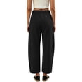 thumbnail image 5 of Costeam Womens Barrel Cropped Cargo Pants Double Knee Stitch Detail Side Slip Pockets Full Drawstring Elastic High Waist Lightweight Loose Ankle Length Utility Casual Trousers, 5 of 7