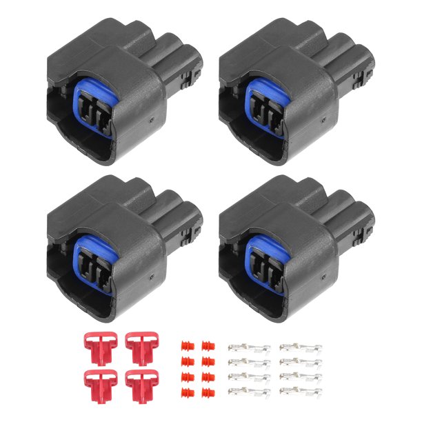 Unique Bargains 4 juegos de 2 pines No.1U2Z14S411BPA, adaptador de conector de inyector de combustible para coche, kit de clip de repuesto para Ford