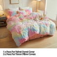 thumbnail image 6 of LIFEREVO Luxury Fluffy Faux Fur Duvet Cover Set, Rainbow Print Plush Fuzzy Duvet Cover Set(1 Tie Dye Shaggy Comforter Cover+2 Furry Pillowcases)Bedding Set,Zipper Closure(Queen, Rainbow Colorful), 6 of 7