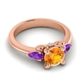 thumbnail image 3 of Diamond-Capitals 2.50 Carat New Round Cut Citrine & Amethyst Gemstone Engagement Ring for Fiancee 18K Rose Gold Size 4, 3 of 8
