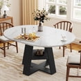 thumbnail image 2 of Hawsaiy 43.3-59 in Extendable Oval Dining Table for 4-6, Space-Saving Round Kitchen Table with Hidden Leaf Storage & Bottom Shelf for Small Space, White, 2 of 10