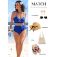 thumbnail image 5 of Eytino Bathing Suit Women's Textured Bikini Set High Waisted O Ring Colorblock Two Piece Bathing Suit Beach Summer Swimwear, 5 of 10