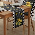 thumbnail image 2 of Table Runner Dresser Scarves 48 Inch Long, Farm My Sunflower Bee Linen Dining Table Runners Vintage Black White Buffalo Checkered Tabletop Scarf for Wedding Holiday Party Kitchen, 2 of 7