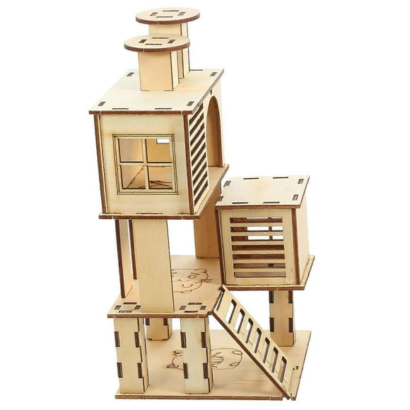 Hamster Wooden Ladder House Playground Exercise Slide Platform