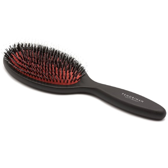 Fendrihan - Cepillo de pelo y masajeador de cuero cabelludo con cerdas de jabalí y nailon, madera de haya lacada, fabricado en Alemania (mediano)