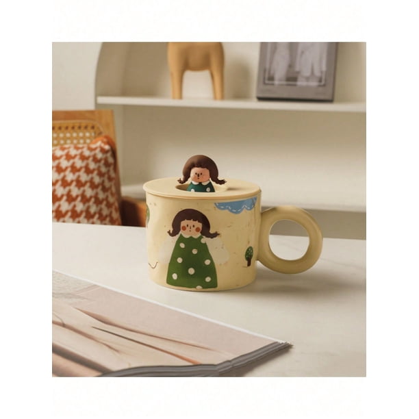 1pc 14oz Cute Ceramic Mugs, Espresso Cups, Kawaii Cups, Coffee Cups, Tea Cups, Milk Cups, The Best Gifts For Office And Personal Birthdays And Valenti