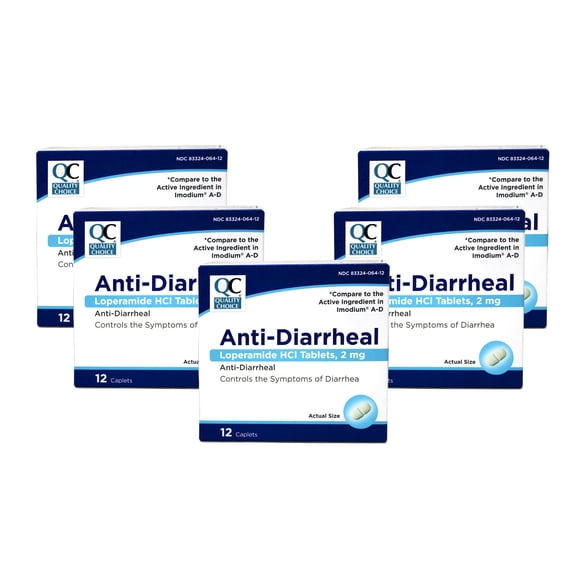 Quality Choice Lopermaide HCI Over-the-Counter Medicine Caplets for Diarrhea 5 Pack 24 Count