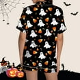 thumbnail image 4 of Pyjama Femme Graphique Imprimé Satin Mignon Vêtements de Nuit Boutons Manches Courtes Hauts Shorts Ensembles, 4 of 5