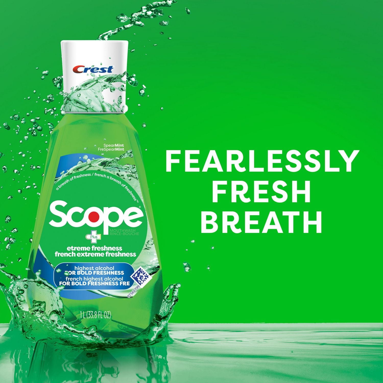 Rince-bouche Crest Scope fraîcheur intense, Menthe vive