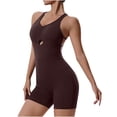 thumbnail image 1 of Lenpel Jumpsuits for Women Seamless Sleeveless Strap Square Neck Half Zip Backless Bodycon Rompers Workout Overall Shorts, 1 of 7