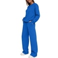 thumbnail image 7 of Women's 2 Piece Casual Outfits Solid Fall Winter Long Sleeve Sweatshirt Tops And Long Pants Set Suits, 7 of 7