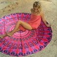 thumbnail image 3 of BadPiggies Round Beach Tapestry Hippie/Boho Mandala Beach Blanket Roundie/Indian Cotton Throw Bohemian Round Table Cloth/Yoga Mat Meditation Picnic Rug (Blue), 3 of 9