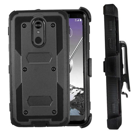 Mignova LG K40 Case, LG K12 Plus/LG X4(2019)/LG LMX420 case, Heavy-Duty Shockproof Full Body Protection Rugged Hybrid Case with Rotating Belt Clip and Bracket 2019 Release(Black)