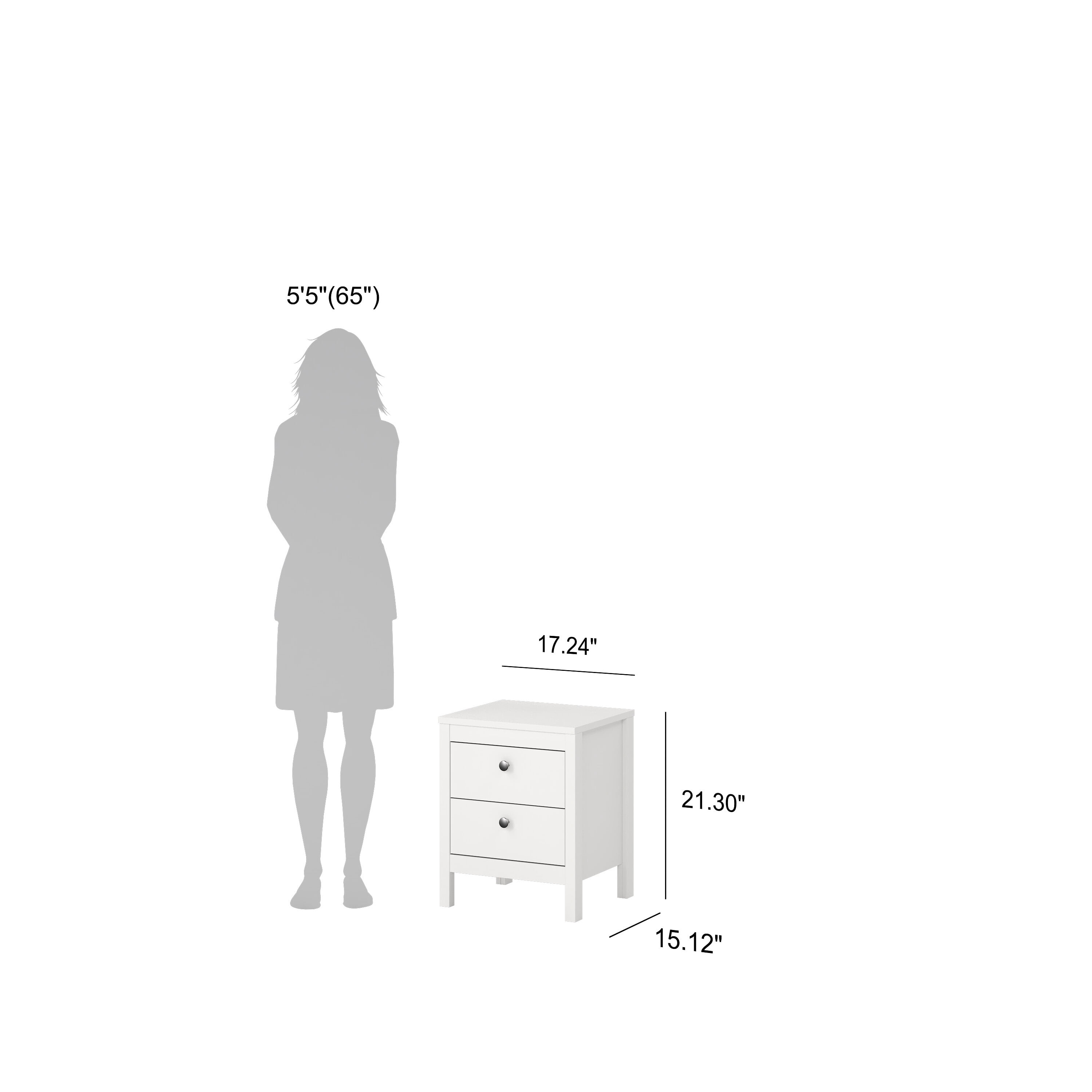 Tvilum Madrid 2 Drawer White Nightstand - Set of 2