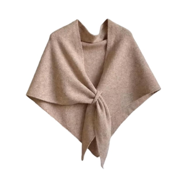 Chal envolvente para mujer, regalo de uso diario, suave, con bucle, bufanda triangular de punto Caqui