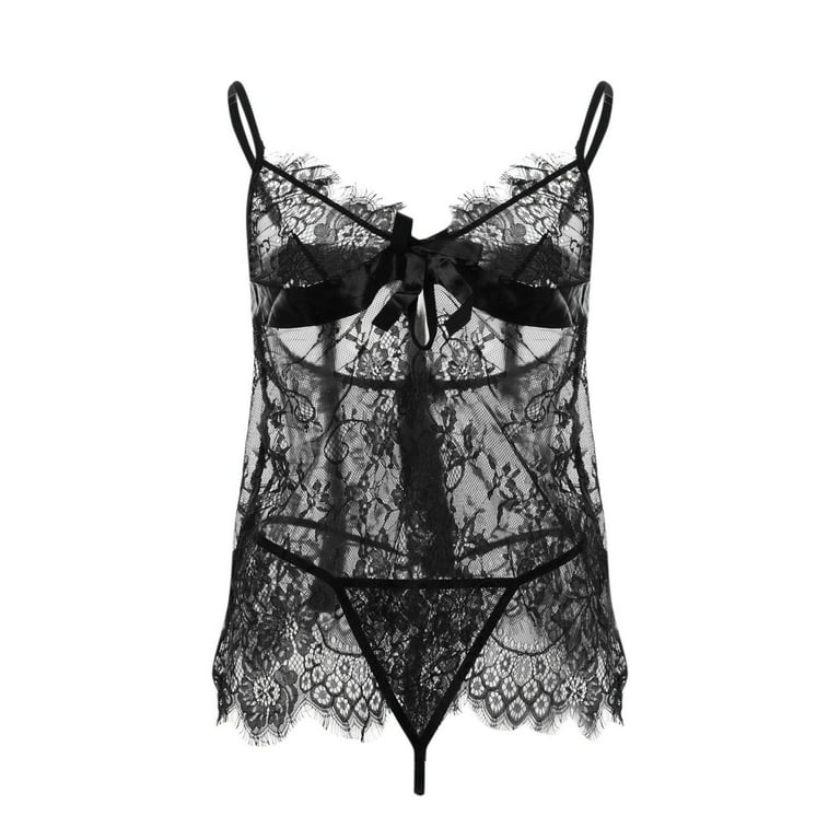 RQYYD Reduced Lace Sheer Dress Lingerie for Women Strap Mesh