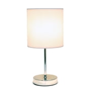 Simple Designs 11.81 Basic Chrome Mini Table Lamp with Fabric Shade, White