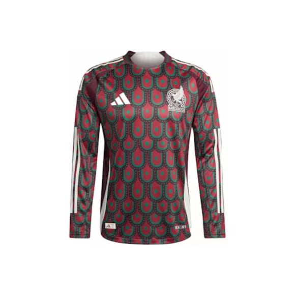 Jersey Playera Adidas de La Seleccion Nacional de Mexico de Manga Larga Version Jugador Tinto Para Hombre