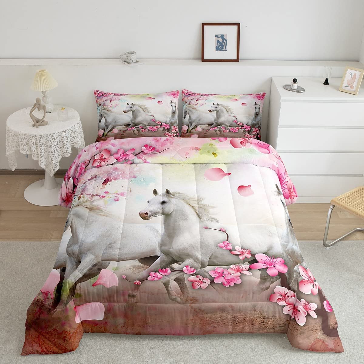 YST Galloping Horse Comforter Set King Size, Teens Western Cowboy Duvet