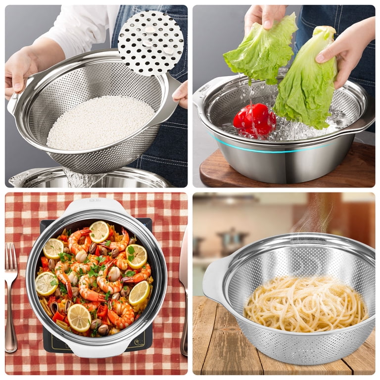 Stainless Steel Rice Colander With Grater Lid 304 Stainless Steel Rice ...