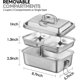 thumbnail image 2 of Stainless Steel Bento Box for Adults, 1800ml 3-Compartment Leak-Proof Metal Lunch Container with Secure Locks & Insulated Design, 2 of 5