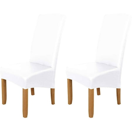 Leather Dining Chair Covers Waterproof Stretch For Room Protectors Removable Washable Solid Color Large Slipcovers 2 Pcs White Canada Leather Dining Chair Covers Waterproof, White Leather Dining Room Chair Covers