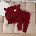 thumbnail image 2 of yboeqw Toddler Baby Girl Clothes 2 Piece Long Sleeve Ribbed Sweatshirt Top and Legging Pants Fall Winter Outfits Set,Size 12-18 Months, 2 of 9