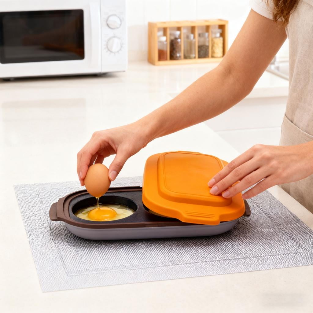 Giaone Microwave Eggs Cooker Breakfast Maker Duals Zone Designs For Eggs Steak Bacons