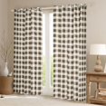 thumbnail image 2 of Feelyou Wheat Plaid Black Out Curtains, Lines Buffalo Curtains Pack of 2 (42x63 Each), 2 of 6