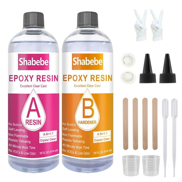Kit de fundición de resina epoxi Shabebe 960 ml Crystal Clear 1:1