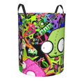thumbnail image 2 of Large Laundry Basket with Handle, Invader Zim Collapsible Laundry Hamper, Dirty Clothes Storage Basket for Living Room, Bathroom, Bedroom, College Dorm, 2 of 7