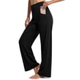 thumbnail image 2 of Pantalones para Mujer Promover Petite Pierna Ancha Negros con Bolsillos, 2 of 5