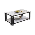 thumbnail image 4 of M optimized Coffee Table, Faux Marble Coffee Table with Storage Shelf, Metal Frame, Anti-slip Foot Pads, 2-Tier Rectangle Accent Tea Table, 4 of 9
