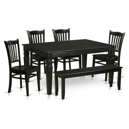 Pemberly Row 6-piece Wood Dining Table and Chairs in Black