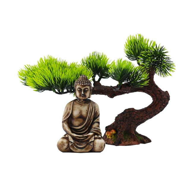 Figura de Buda, árbol artificial, adorno de escritorio creativo, bonsái decorativo Estilo B