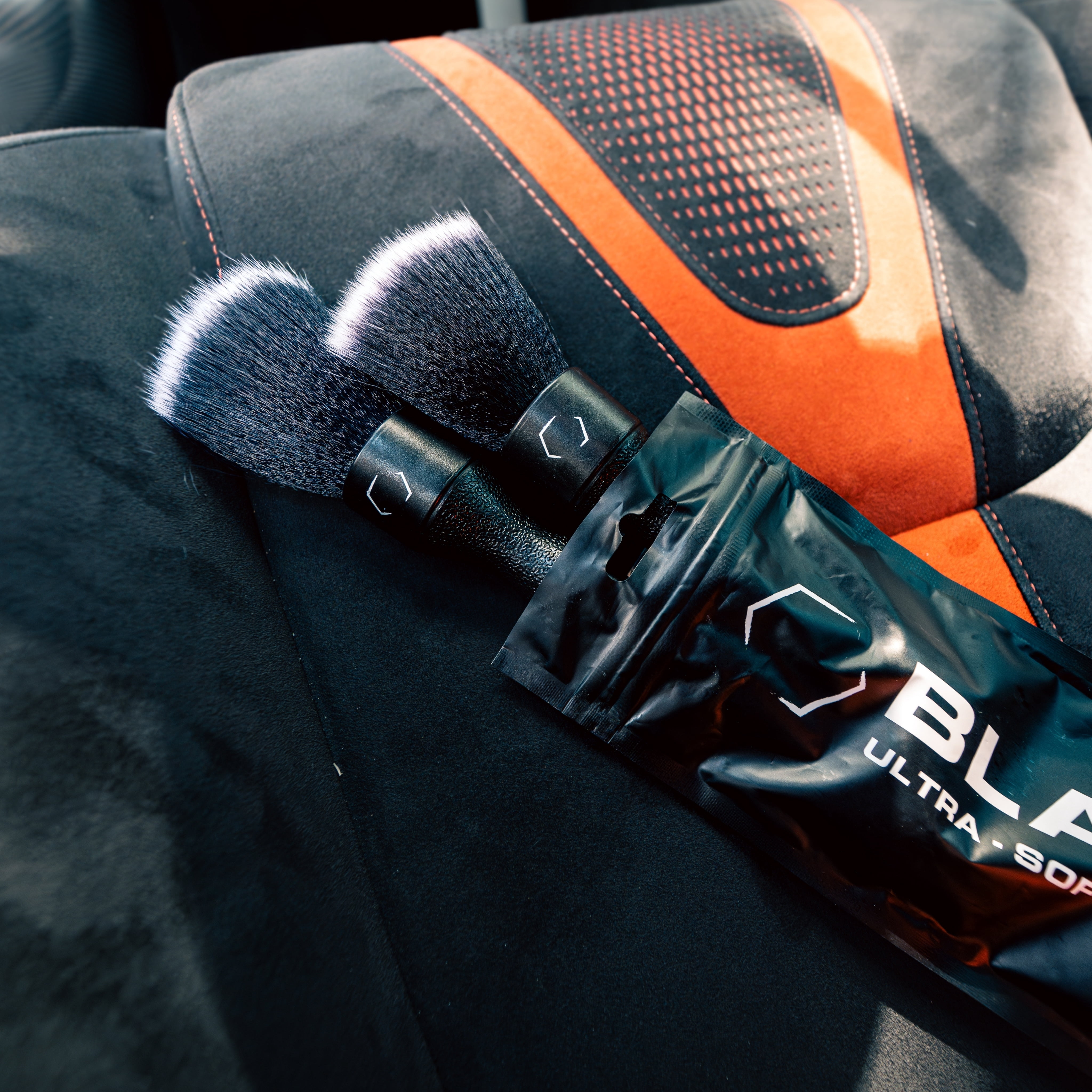 Blackline Car Detail Brushes- Luxury Car Detailing Brush Set for Interior and Exterior - Best Auto Detailing Brushes - Premium Car Detailing Brushes (Ultra Soft Bristles)