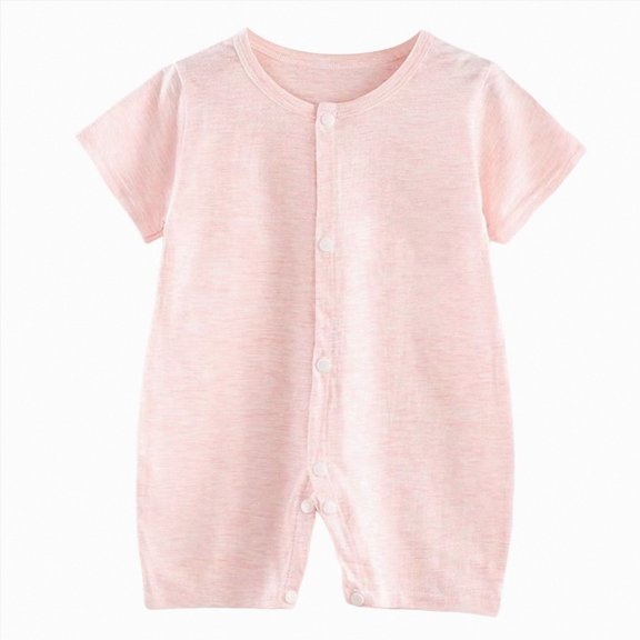 Xudanell Preemie Girl Clothes Thin Summer Newborn Baby Crawling Suit Cartoon Printed Short Sleeved Toddler Clothes Light Pink 0-6 Months