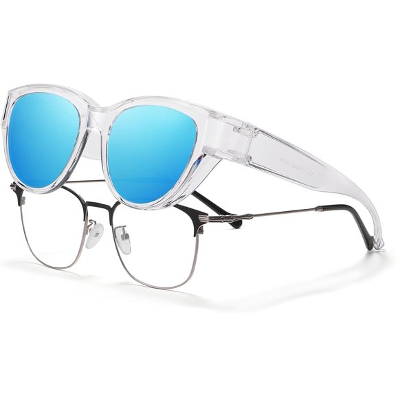 Polarized Fit Over Sunglasses for Women, UV400 Eye Wrap Around Overglasses for Prescription Glasses & Driving