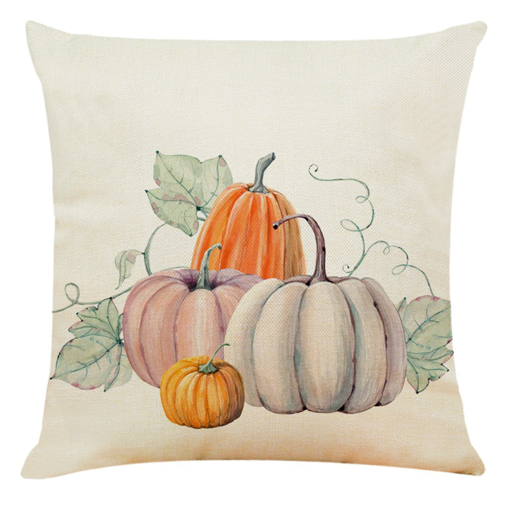 Easternproject Pumpkin Series Super Soft Saying Throw Pillow Case Cushion Cover Home Decorative Standard Pillowcase for Sofa Couch 18x18 Inches Happy Fall & Pumpkin 