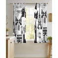 thumbnail image 4 of Paris Tower Sheer Curtains 54 Inch Length 2 Panels Set for Living Room/Bedroom, Vintage Architectural Hand-Painted Aesthetic Kitchen Curtains Grommet Semi-Sheer Curtains Window Treatments 42"x54"x2, 4 of 7