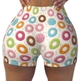 thumbnail image 2 of Logiee Colorful Donuts Print Women's Biker Shorts,Workout Gym Shorts,Scrunch Shorts,Tummy Control Hidden Scrunch Running Yoga Shorts-Small, 2 of 8