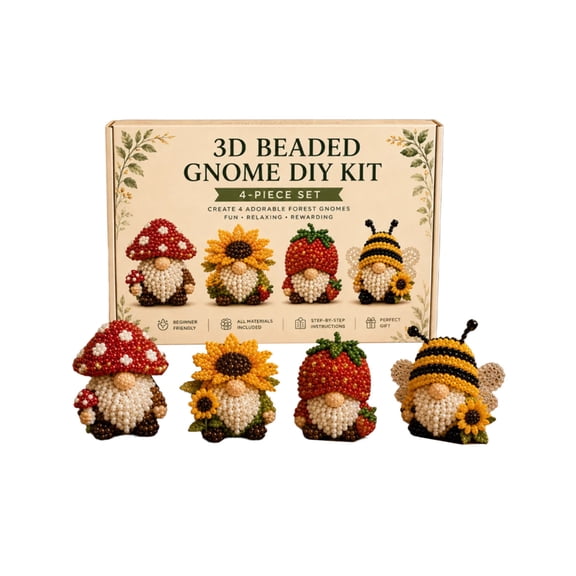 3D Beaded Gnome Craft Kit,DIY Handmade Bead Art Set for Kids,Teens & Adults,Beginner-Friendly Craft Activity with Full Materials & Instructions