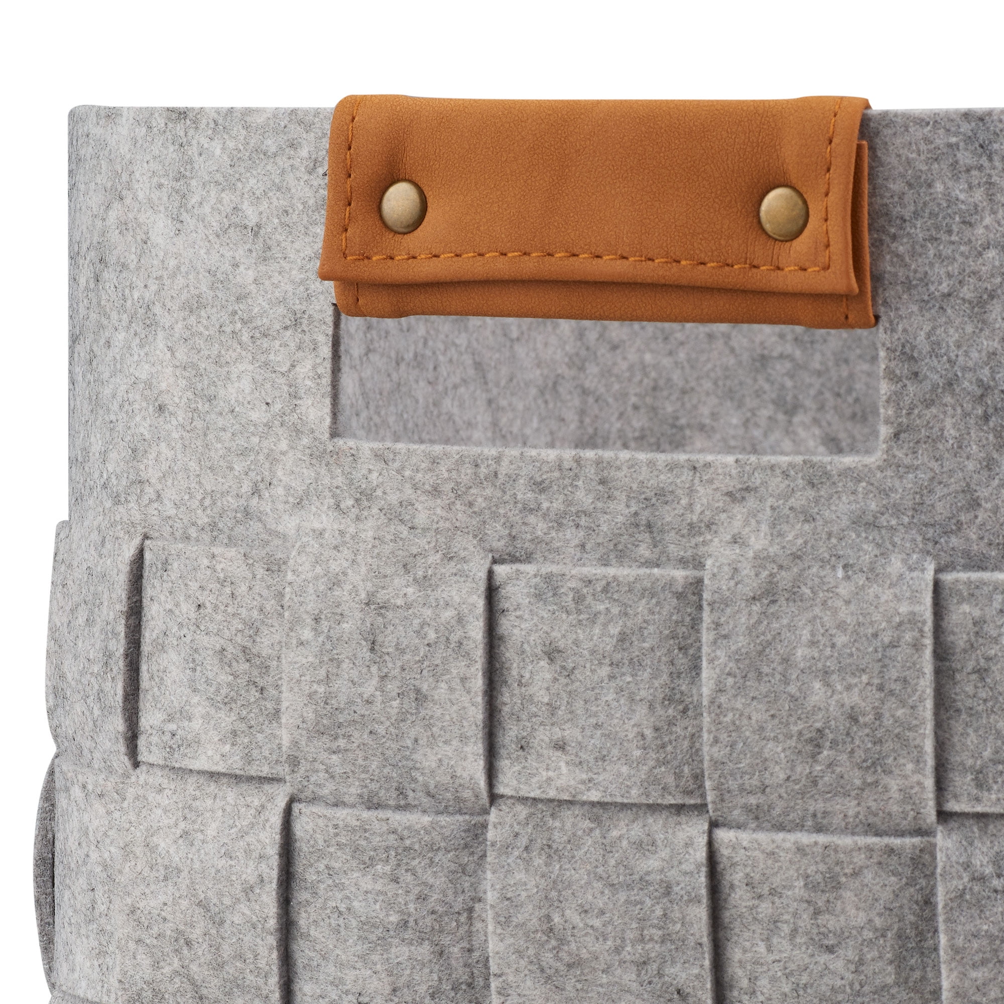 Mainstays Medium Woven Felt Basket, Light Grey, Set of 2