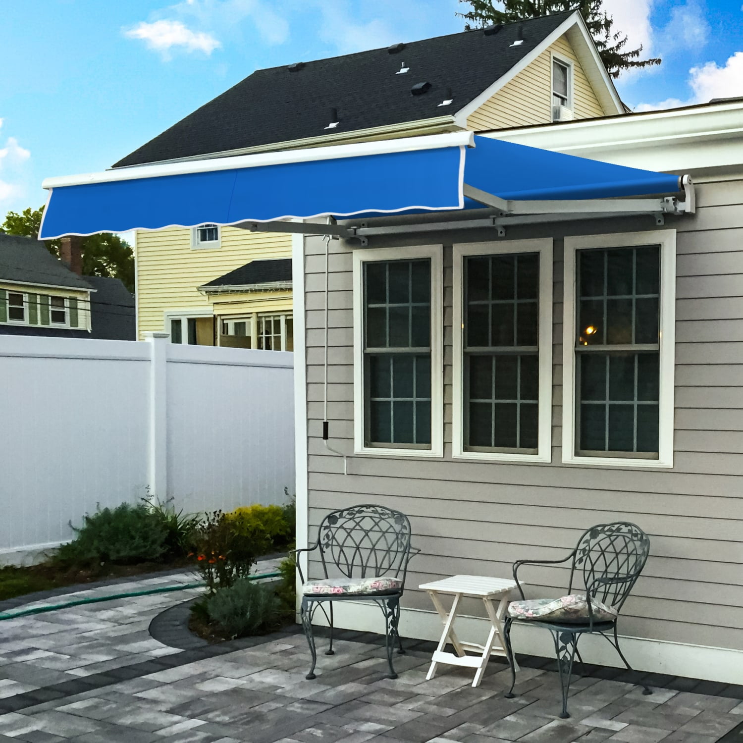 Awntech 12' x 10' Maui Right Motor Right Motorized Patio Retractable Awning, Bright Blue