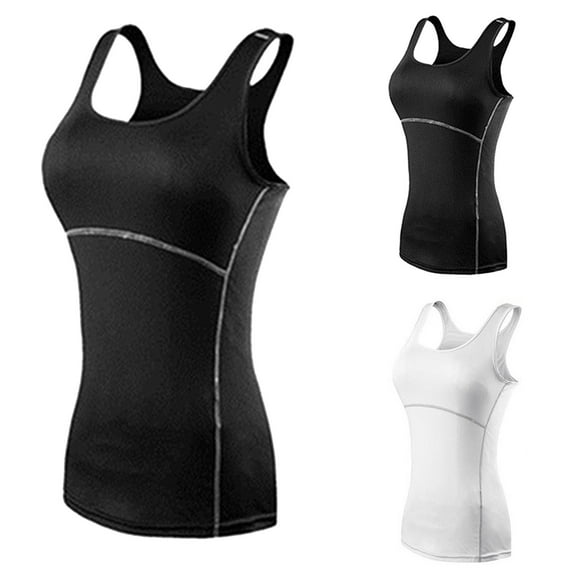 BiZtdJrK Women's Running Tank Tops Lightweight Sleeveless Compression Top Quick Dry Athletic Tanks Slimming Body Shaper Camisole Black M
