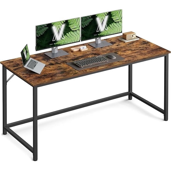 VASAGLE 55.1-Inch Computer Writing Desk, Home Office Small Study Workstation, Industrial Style PC Laptop Table, Steel Frame